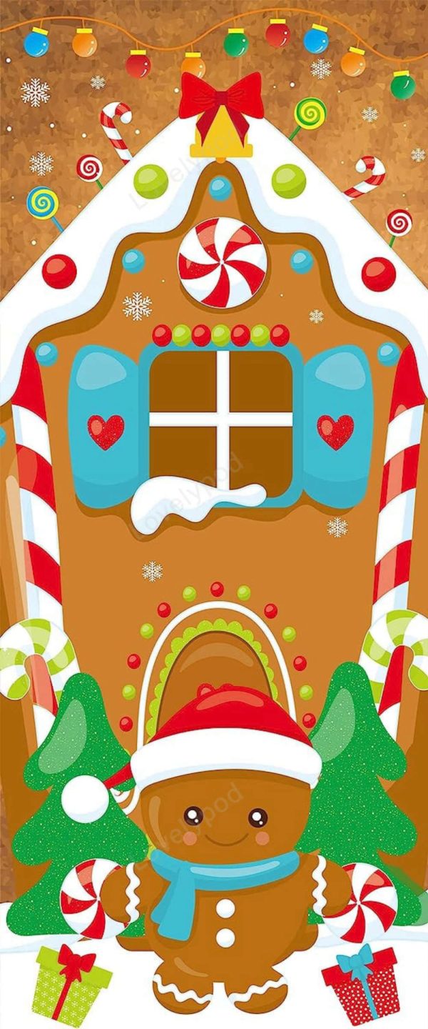 Christmas Gingerbread House Door Cover Ginger Bread Holiday Decoration