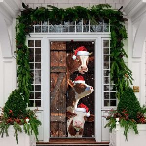 Funny Cows Merry Christmas Door Cover…