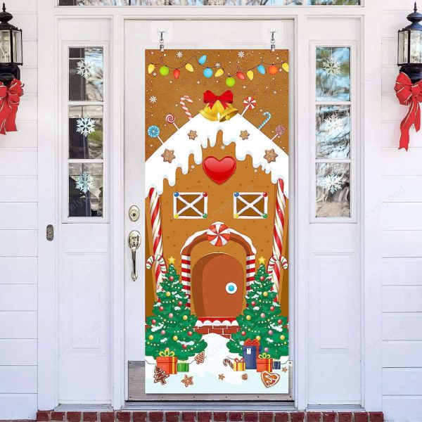 Christmas Gingerbread House Door Covers: Festive Holiday Window Decorations