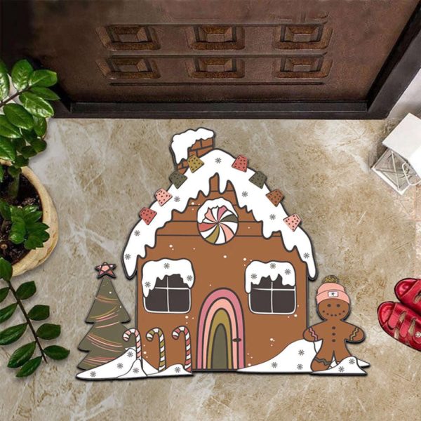 Gingerbread House Doormat Happy Holidays Xmas Christmas Mats