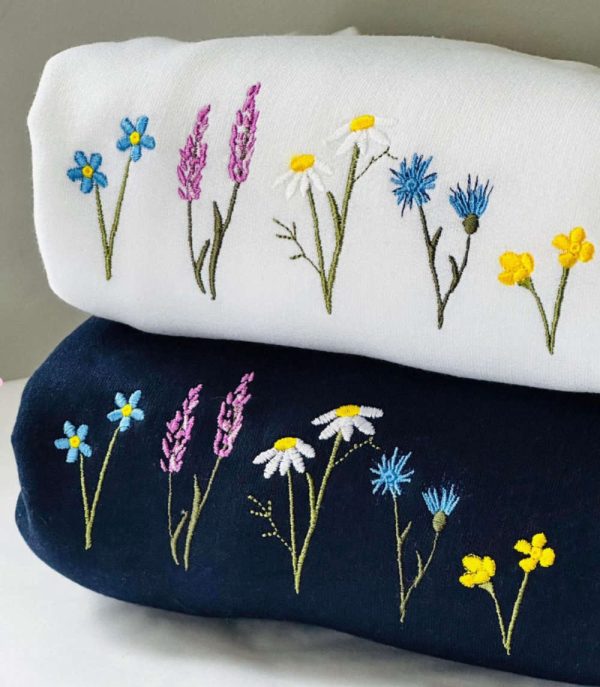 Wildflowers Embroidered Sweatshirt 2D Crewneck Sweatshirt For Men And Women