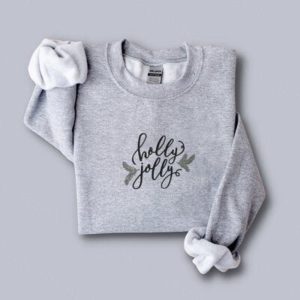 Holly Jolly Christmas Embroidered Sweatshirt 2D…