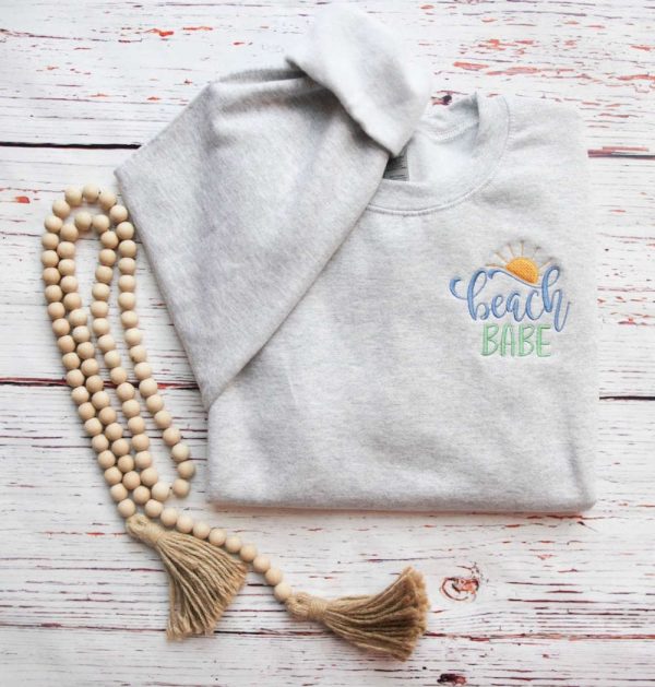 Beach Babe Embroidered Sweatshirt 2D Crewneck Sweatshirt For Family