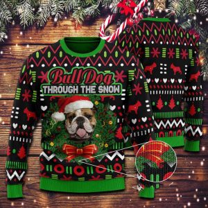 English Bulldog Snow Merry Christmas Ugly…