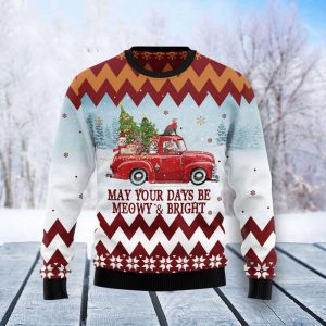 Cat Red Truck Christmas Ugly Christmas…