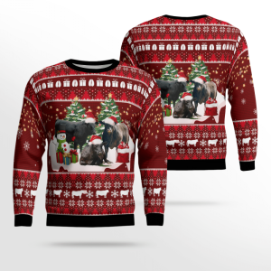 Black Angus Cattle Ugly Christmas Sweater,…