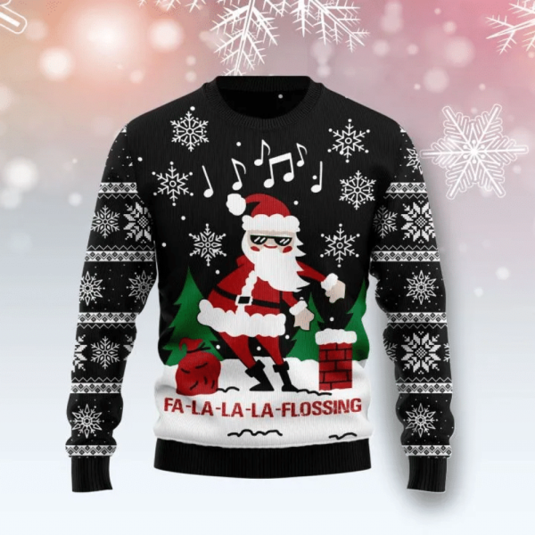 Fa La La La Flossing Santa Claus Ugly Christmas Sweater,  Gift For Christmas