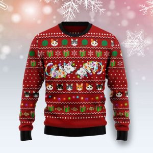 Cat Light Ugly Christmas Sweater, Gift…