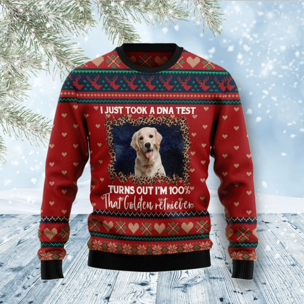 I Just Took A DNA Test Turns Out I’m 100% That Golden Retriever Ugly Christmas Sweater For Dog Lover