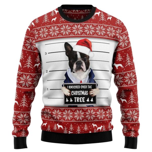 French Bulldog Knocked Over Christmas Tree Ugly Christmas Sweater For Christmas