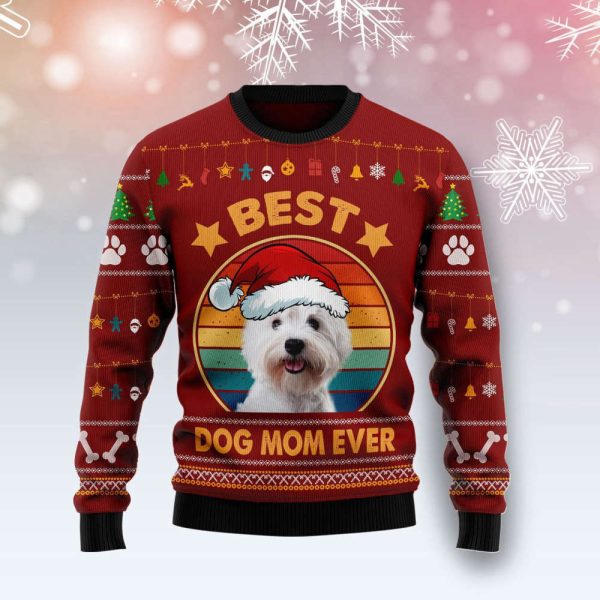 West Highland White Terrier Best Dog Mom Ever  Ugly Christmas Sweater, Gift For Christmas 2023