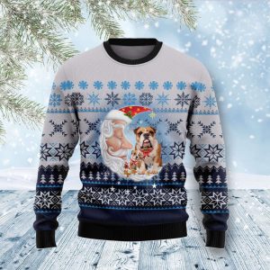 Bulldog Love Santa Moon Ugly Christmas…