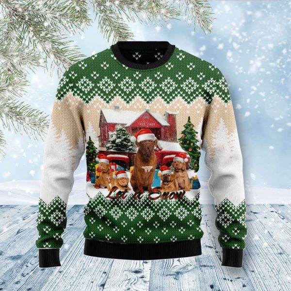 Dogue-De Bordeaux Let It Snow  Ugly Christmas Sweater, Gift For Christmas 2023