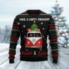 Newfoundland Dogs Carrying Gift Christmas On The Red Car Ugly Christmas Sweater