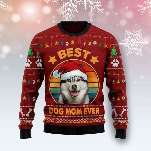 Siberian Husky Best Dog Mom Ever Christmas Ugly Sweater, Best Gift For Christmas 2023