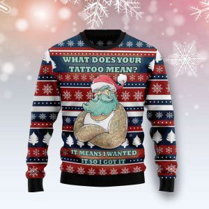 Santa Clause Love Tattoo Ugly Christmas…