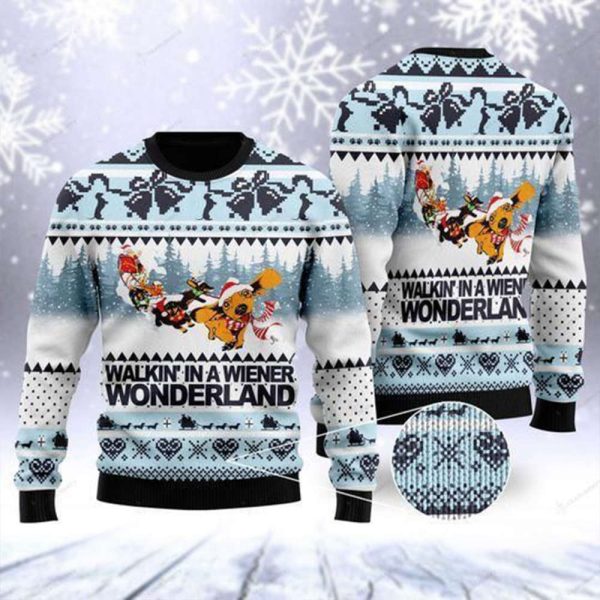 Santa Clause Walkin’ In A Wiener Wonderland Ugly Christmas Sweater For Christmas