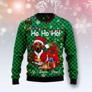 Dachshund Santa Paw Ugly Christmas Sweater,…