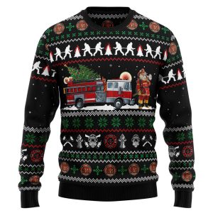 Santa Claus Firefighter Ugly Christmas Sweater,…