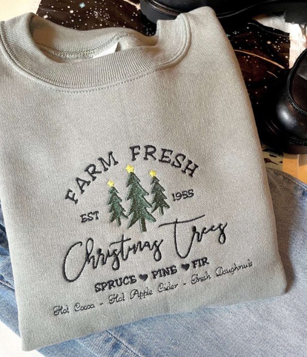 Christmas Tree Farm Emrbroidered Sweatshirt Crewneck, Gift For Family