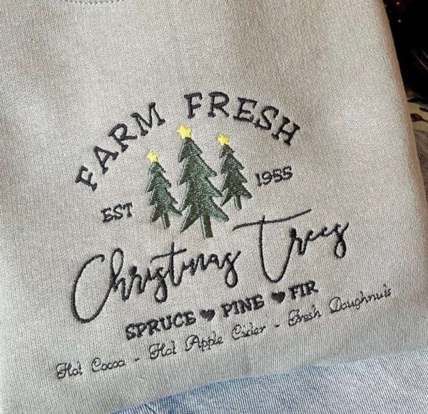 Christmas Tree Farm Emrbroidered Sweatshirt Crewneck, Gift For Family