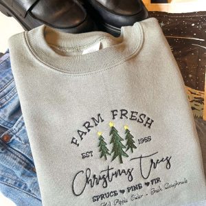 Christmas Tree Farm Emrbroidered Sweatshirt Crewneck, Gift For Family