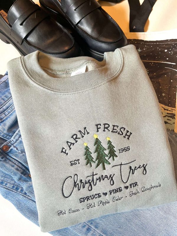 Christmas Tree Farm Emrbroidered Sweatshirt Crewneck, Gift For Family