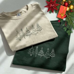 Embroidered Christmas Tree Sweatshirt, Farm Fresh Shirt, Christmas Gift For Mom