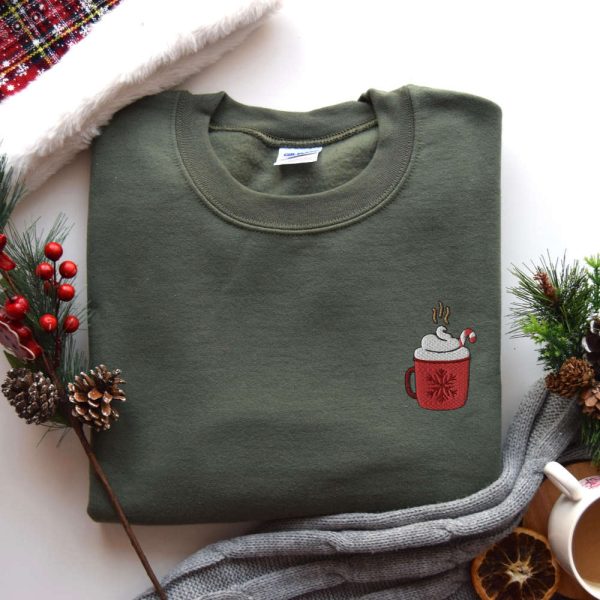 Embroidered Couples Matching Hot Cocoa Christmas Sweatshirts  For Men Women