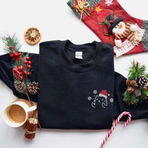 Christmas Cat Embroidered Sweatshirt, Funny Sarcastic…