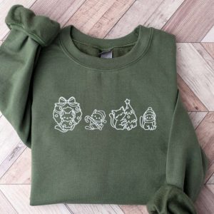 Embroidered Cat Christmas Sweatshirt, Christmas Embroidered…