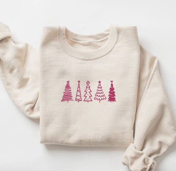 Embroidered Christmas Sweatshirt, Christmas Tree Sweatshirt For Women