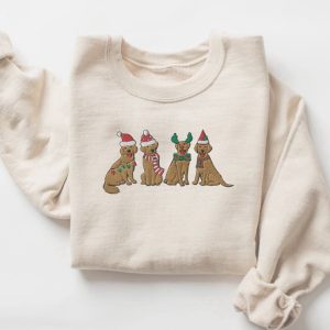 Embroidered Christmas Dog Sweatshirt, Christmas Dog…