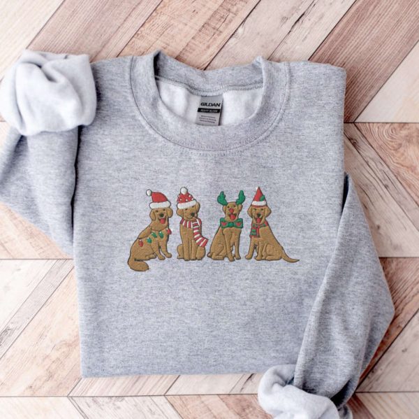 Embroidered Christmas Dog Sweatshirt, Christmas Dog Crewneck, For Dog Lovers