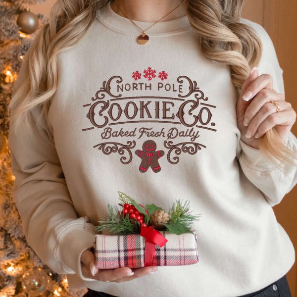 Christmas Sweatshirt Embroidered, Baked Fresh Daily Sweatshirt For Christmas