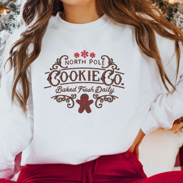 Christmas Sweatshirt Embroidered, Baked Fresh Daily Sweatshirt For Christmas