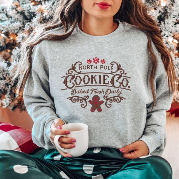 Christmas Sweatshirt Embroidered, Baked Fresh Daily Sweatshirt For Christmas