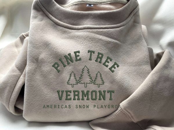 Embroidered Pine Tree Christmas Sweatshirt, Best Gift For Christmas 2023