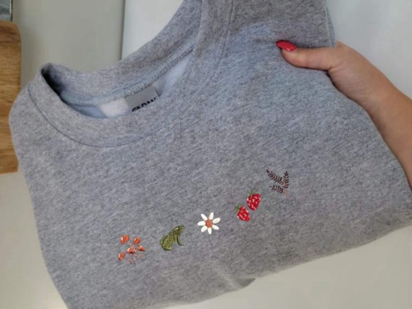 Embroidered Cottagecore Sweatshirt, Custom Gift For Friend