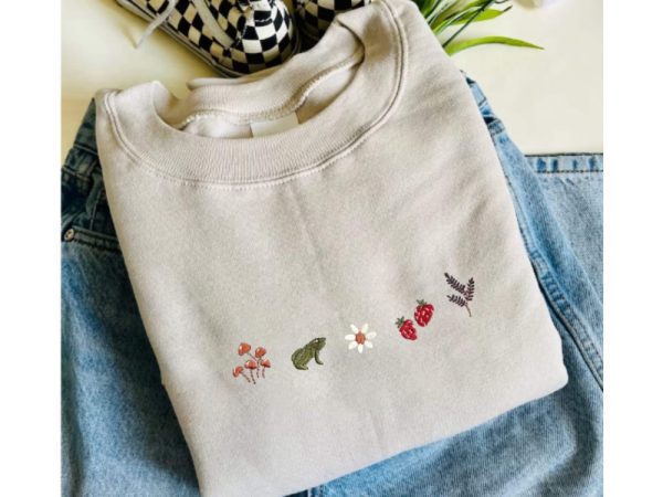 Embroidered Cottagecore Sweatshirt, Custom Gift For Friend