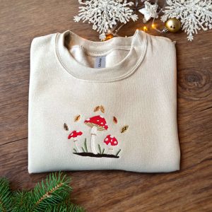 Mushroom Embroidered Sweatshirt, Mushroom Lovers Gift,…