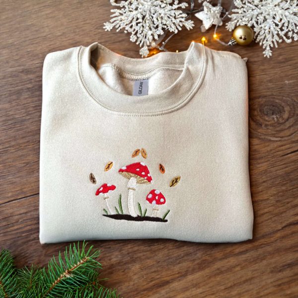 Mushroom Embroidered Sweatshirt, Mushroom Lovers Gift, Personalized Gifts For Mom