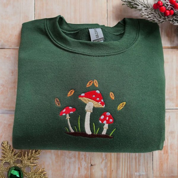 Mushroom Embroidered Sweatshirt, Mushroom Lovers Gift, Personalized Gifts For Mom