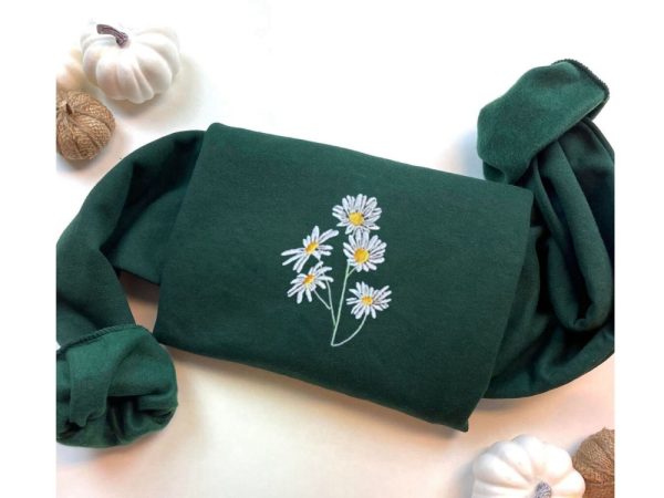 Embroidered Daisy Sweatshirt, Daisy Sweatshirt, Flower Sweatshirt For Mother