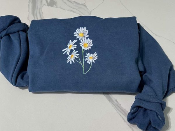 Embroidered Daisy Sweatshirt, Daisy Sweatshirt, Flower Sweatshirt For Mother