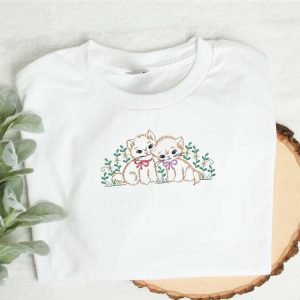 Cat Embroidered Sweatshirt, Cottagecore Sweatshirt, Gift…