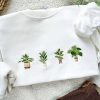 Embroidered Green Potted Plant Sweatshirt, Indoor Plant Gift For Her, Nature Lover Gift