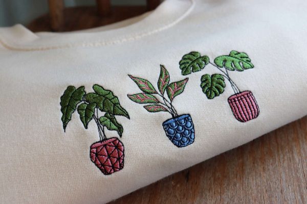 House Plants, Embroidered Sweatshirt, House Plant Eco Jumper Gift For Family