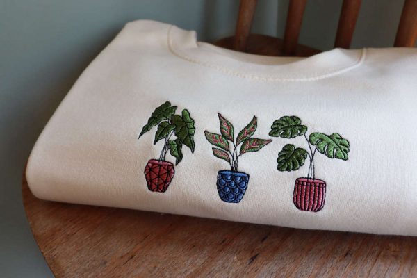 House Plants, Embroidered Sweatshirt, House Plant Eco Jumper Gift For Family