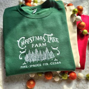 Christmas Sweatshirt, Christmas Tree Embroidered Sweatshirt,…